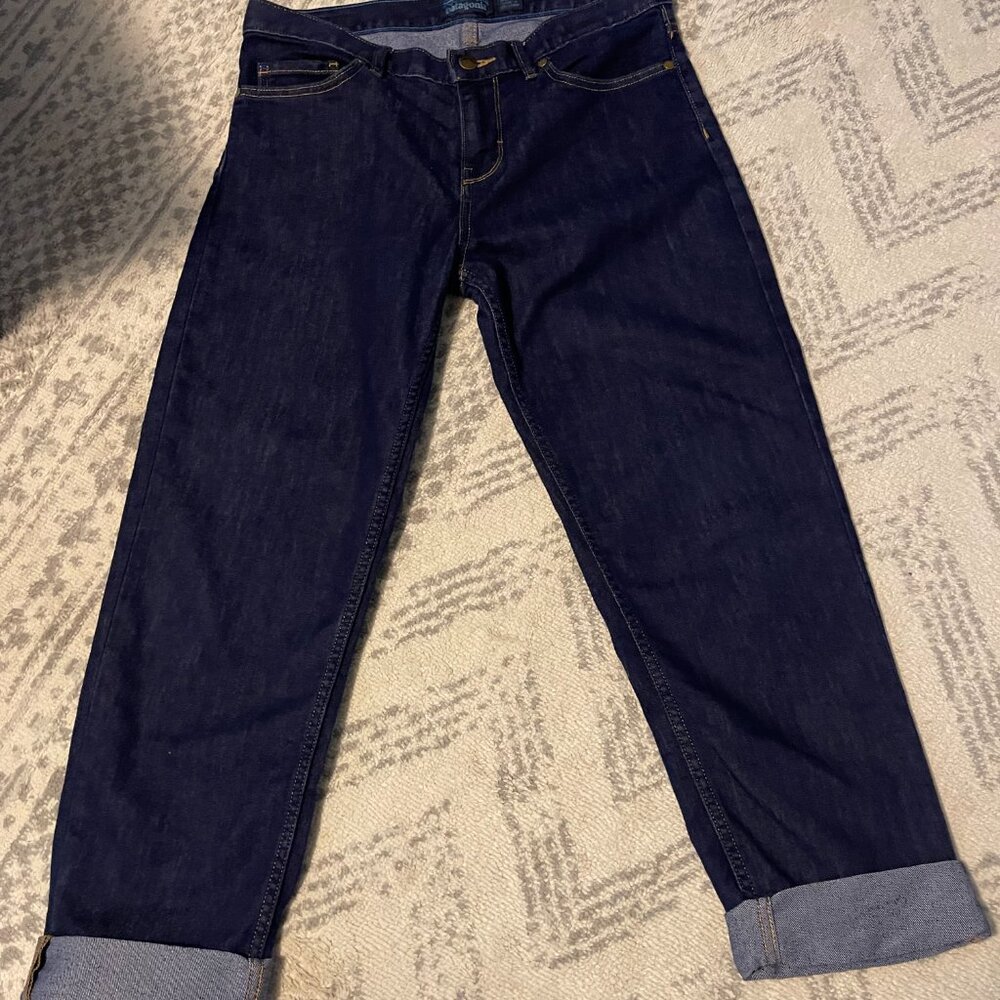 Patagonia Jeans Women 27 Blue Denim Boyfriend Crops Organic Cotton Outdoors